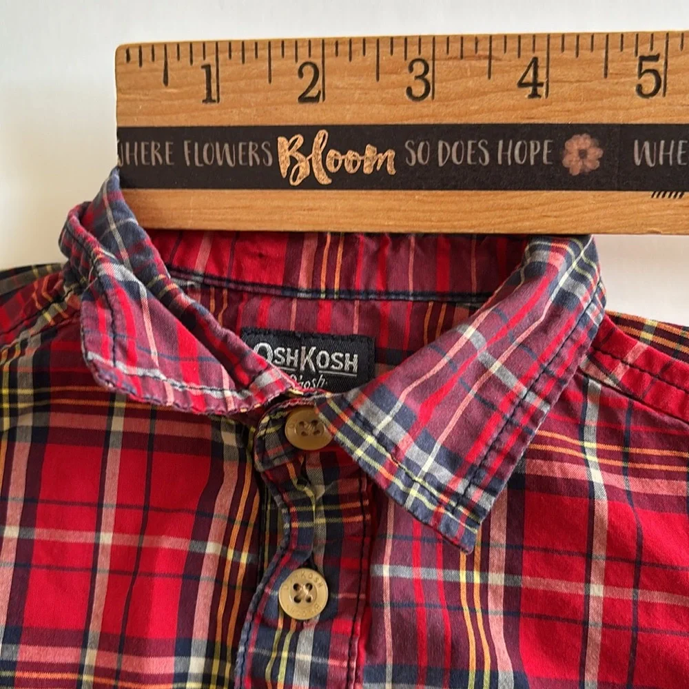 Christmas Plaid Boy Bodysuit Oxford Shirt Oshkosh 12M Christmas Baby Boy